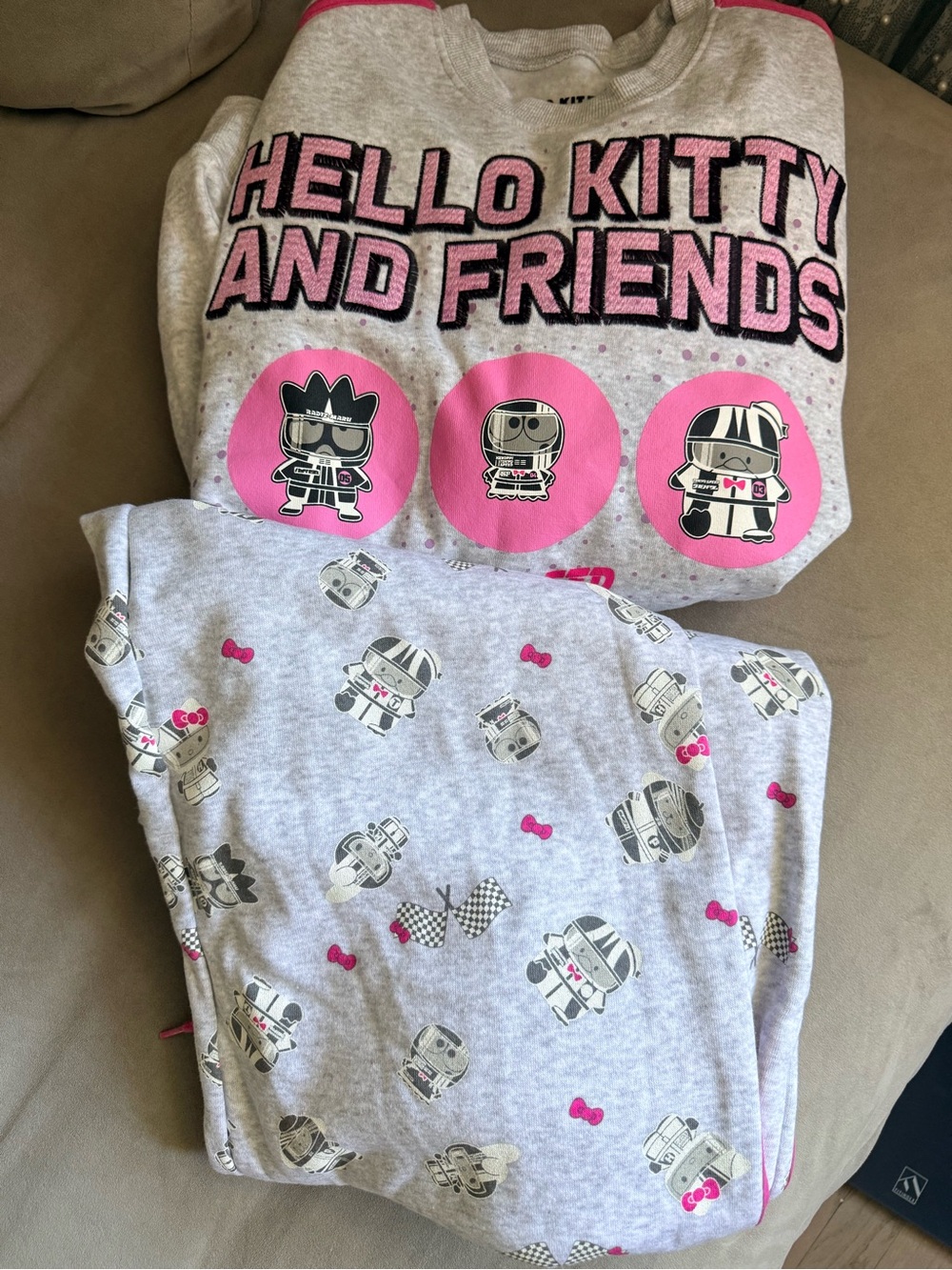 Hello Kitty Gray and Pink Character Pajama Set
